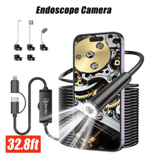 32.8ft/16.4ft Endoscope Industrial Inspection Camera Endoscope with 8 LED Lights
