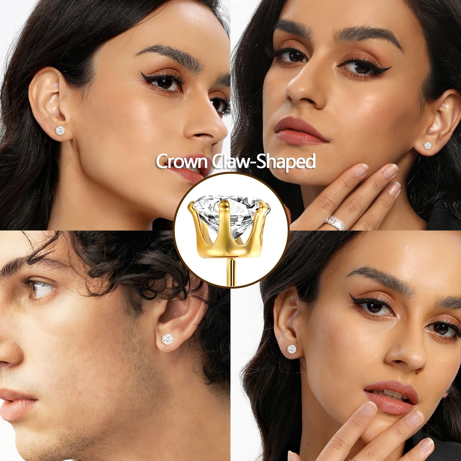 6 Pares Pendientes De Circona Cúbica Aretes Chapado 18K En Oro Para Mujer Niñas