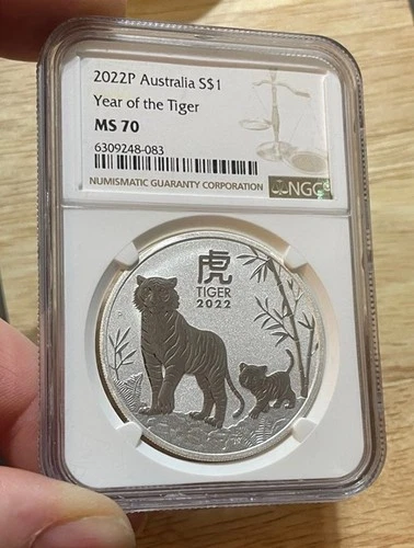Australia - 2022-P .9999 Silver Dollar Year of the Tiger (NGC MS 70)