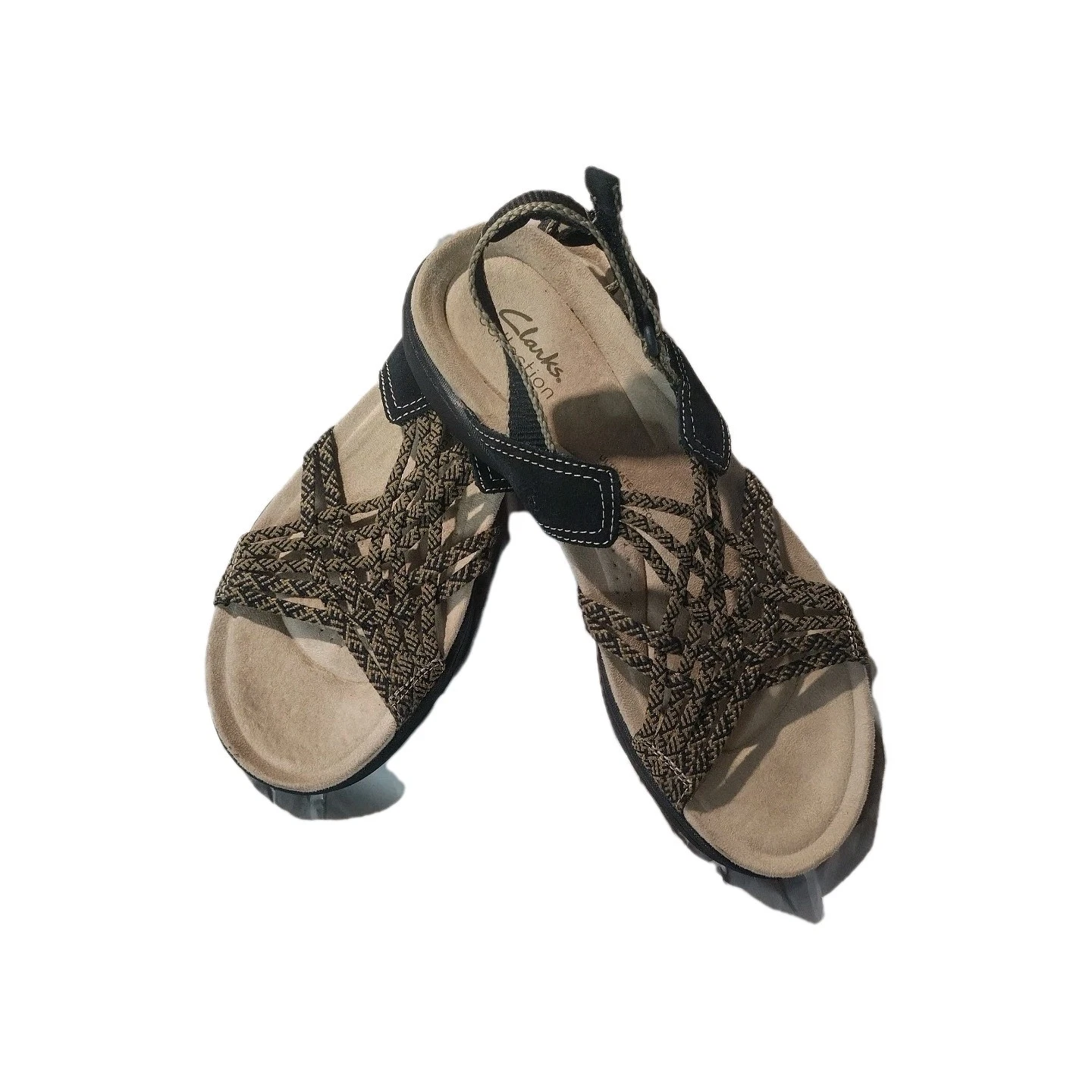 CLARKS Sandalo Donna Amanda Ease 9.5 Nero Oliva Massimo Comfort Imbottito