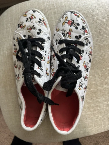 Disney Classic Mickey Mouse Print Women's Sz 9 Canvas Shoes Sneakers Good Condit