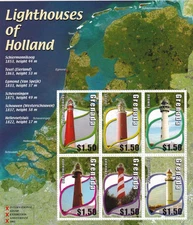 Grenada Amphilex '02 Lighthouses of the Netherlands 2002 MNH-15 Euro