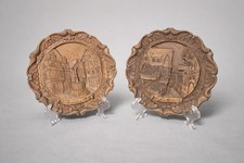 Vintage German Carved Wood Wall Plate 8” – Rüdesheim OR Bernkastel – Choose One