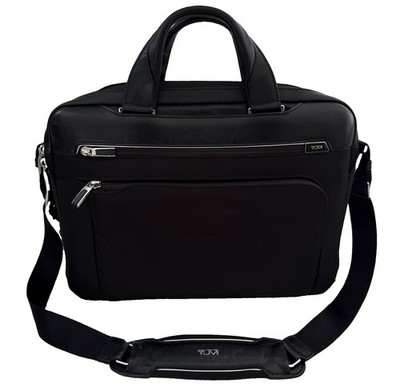 TUMI 'Arrive' Black Nylon Sawyer Travel Messenger Briefcase