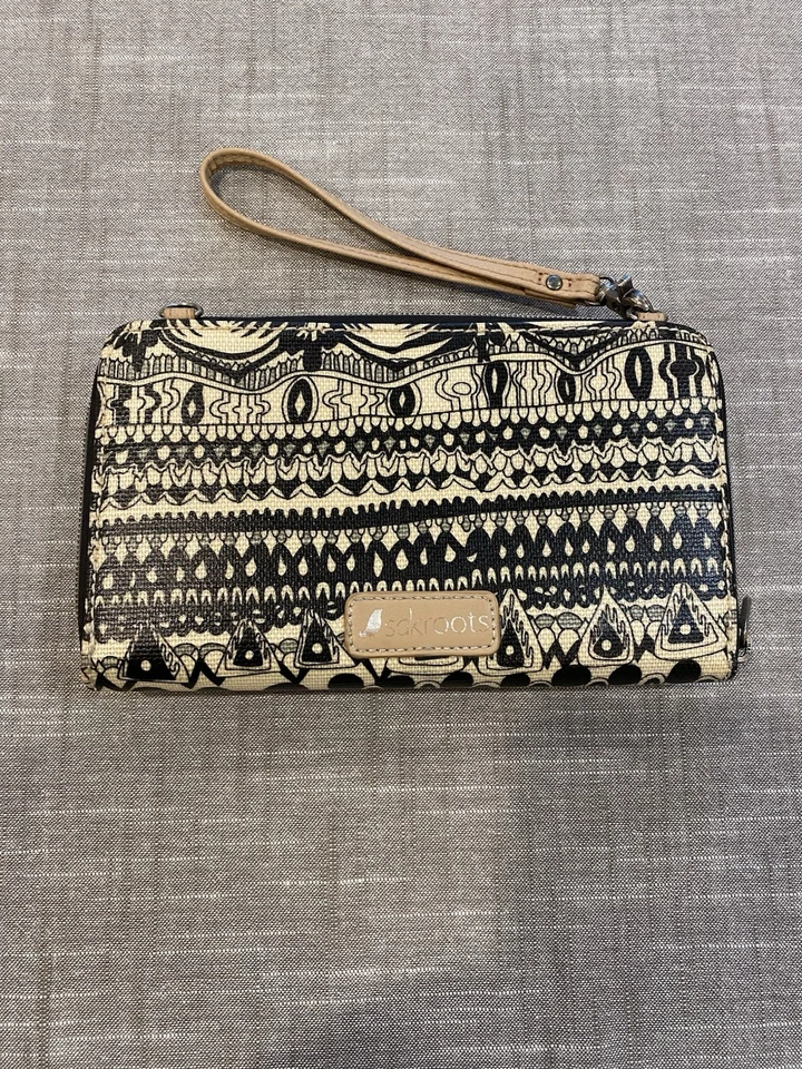 Porta-Cartão Telefone Sacroots Zip Around Wristlet, Preto Creme, Impressão Abstrata - Imagem 2 de 4