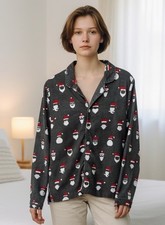 Pottery Barn Teen Santa Print Button Down Pajama Top Only Size Small Boy Or Girl