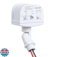 TREEWELL 240-Degree Replacement Motion Sensor, Adjustable LUX(5-300) and Time
