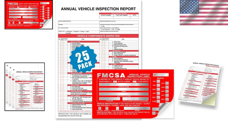 Annual Vehicle Inspection Kit: 25 Carbonless Forms & 25 Aluminum Labels Included - Image 2 of 4