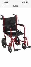 Drive Medical Lightweight Expedition Folding Transport Wheelchair w/ Hand Brakes