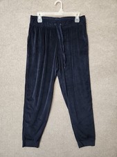 Cuddl Duds Soft Velour Fireside Pull-on Pants Women M Navy Blue Stretch Drawstri