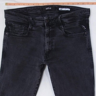 Herrens Replay M914 ANBASS Slim Tapered Elasthan Grau Jeans W34 L32