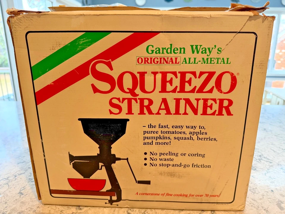 Garden Way Original Todo Metal Squeezo Colador Lata de Alimentos + Caja Salsa de Verduras Foto 3 de 4