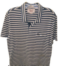 An Original Penguin By Munsingwear Heritage Slim Fit Polo Sz L Striped Wh/Blu/Ye
