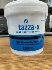 Tazza-X Hand Sanitizing Wipes, 70% Alcohol,  1200 Wet Wipes, Resealable Bucket 