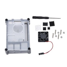 Acrylic Transparent Case Clear Shell w/ Cooling Fan/Heatsink For Raspberry Pi 4B