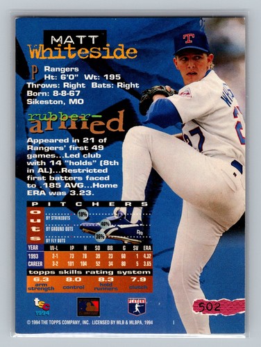1994 Stadium Club #502 Matt Whiteside - Picture 2 of 2