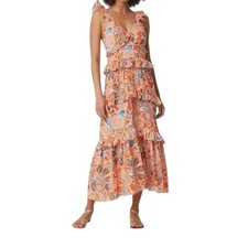Misa Los Angeles Floral Midi Morrison Dress Large Retails $402 Resort - Sale