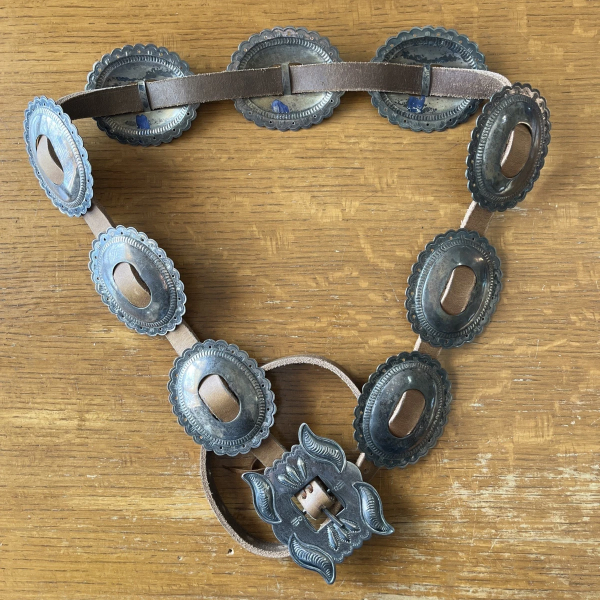 Vintage 1950\'s Navajo Sterling Silver Concho Belt, 34\