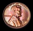 1955 D Lincoln Wheat Cent OBW Monster Toned Rainbow GEM BU Uncirculated Toner 1c