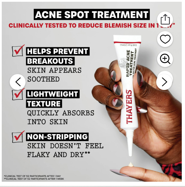 Thayers Rapid Sulfur Acne Treatment, Soothing & Non-Stripping Skin Care, 0.5 fl