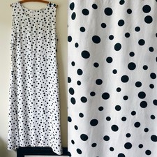 Vintage Black And White Polka Dot Maxi Dress Size L