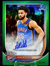 2025-26 Bowman Chrome - Ajay Mitchell #BCA-AL - Base Chrome Auto True Green /99