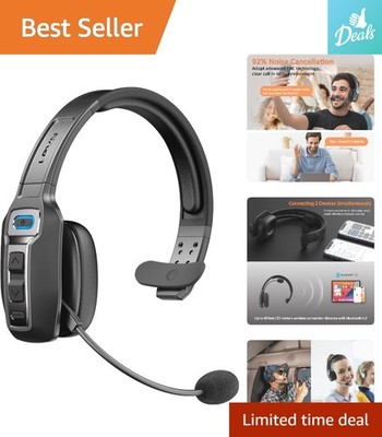 Wireless On-Ear Bluetooth Headphones with Mute Button & 60 Hours Working Time