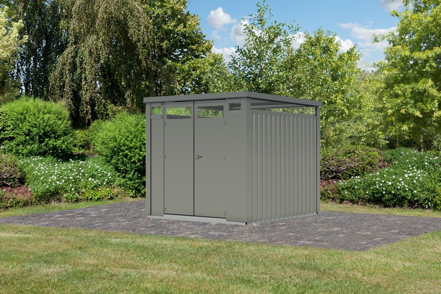 Gartenhaus Metall Metallgerätehaus Østen 2 Metallhaus 232x230cm LAGERABVERKAUF