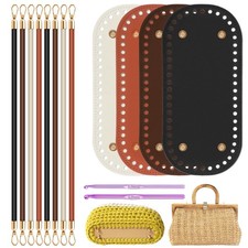 Crochet Bag Bases 12 PCS PU Leather Bottom Oval Braided Handles Shaper