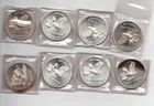 1976 BICENTENIAL SILVER DOLLAR COIN LOT,8 ALL UNC, SOME TONED, ALL MINT