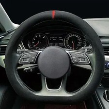 Suede Steering Wheel Cover Non-Slip Leather Car Interior Fitting 15-inch Univers