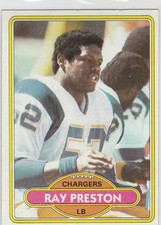 1980 topps #326 Ray Preston RC CHARGERS