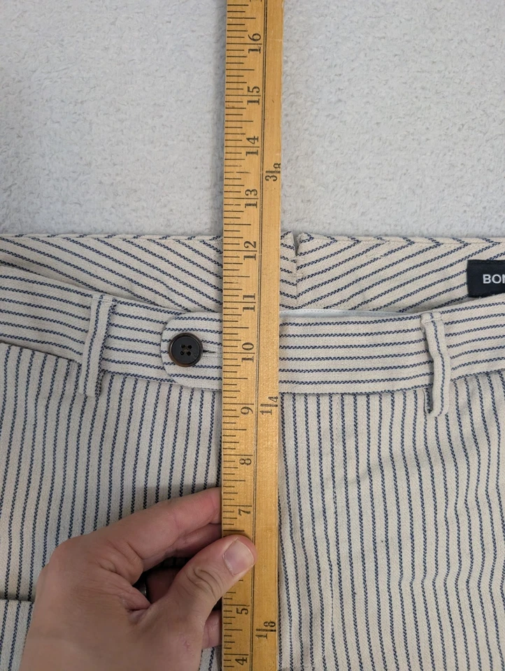 Calça masculina Bonobos listrada azul branca slim ajuste sob medida italiana Nova Fides 31x30 - Imagem 3 de 4