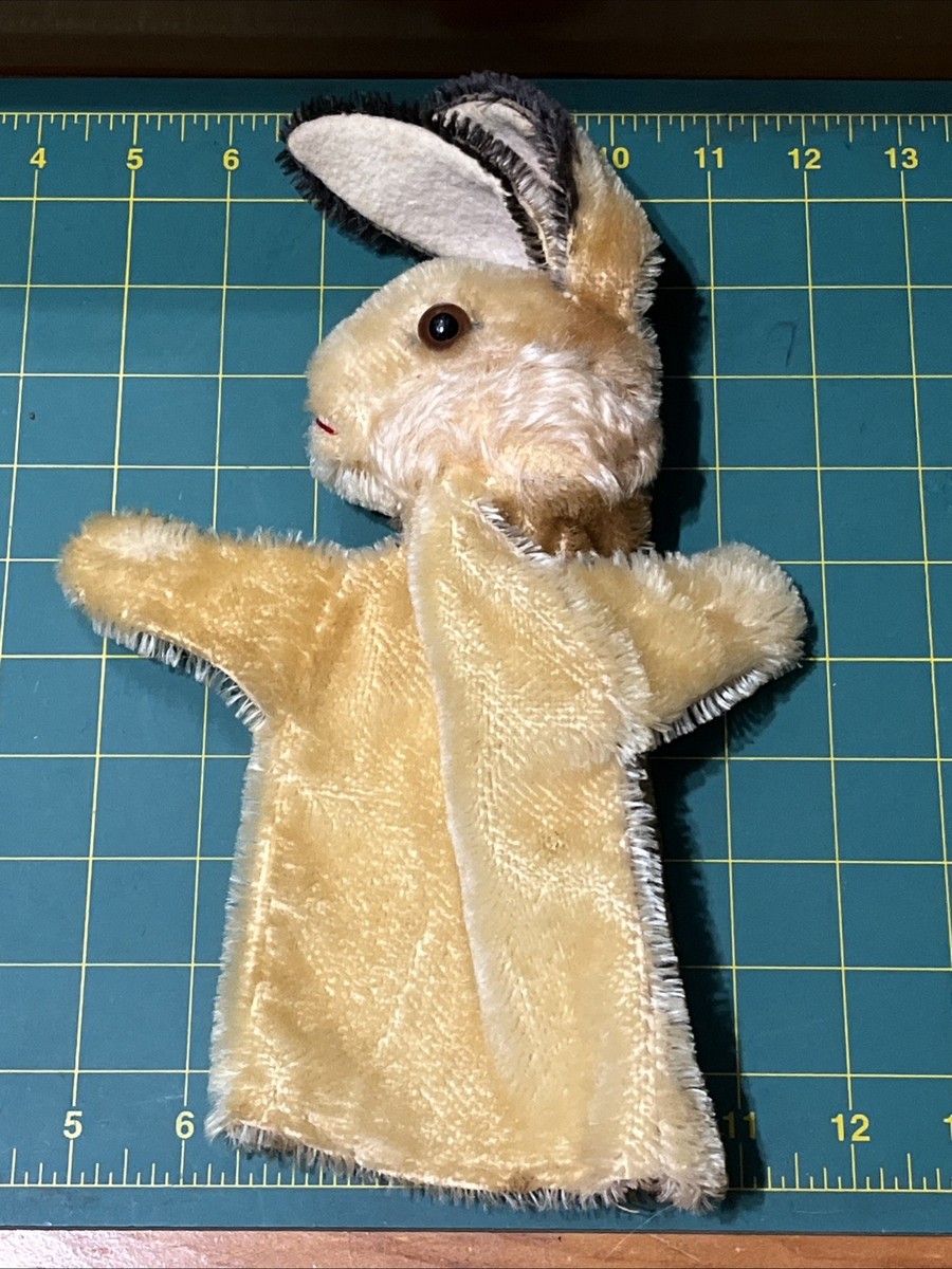 Vtg Steiff Mohair Bunny Rabbit Hand Puppet 1950s Germany NO Tags