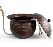 BSTGIFTS Garden Hose Holder Pot with Lid - Hose Storage Pot with Copper Finis...