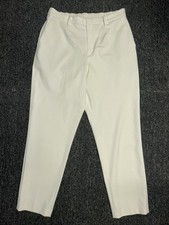 Uniqlo Womens Sz L Wide Leg Business Dress Suit Pants White Stretch EUC