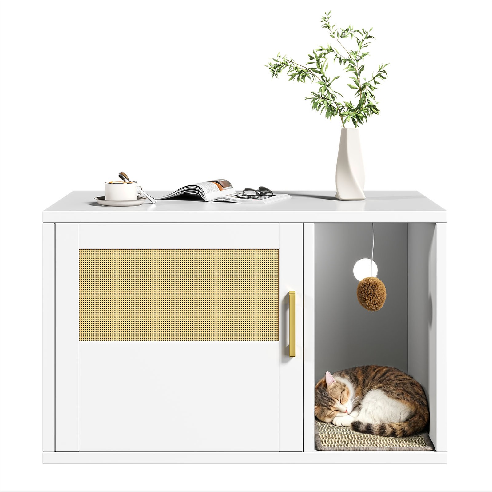 Cat Litter Box Multifunctional Enclosure Pet Side Table for Indoor Cat Furniture