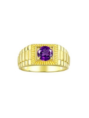 RYLOS Herren Ring Gelbgold vergoldet Silber 7 mm Edelstein, Geburtsstein, Größen 8-13