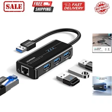 USB 3.0 Hub Ethernet Adapter 10 100 1000 Gigabit Network Converter with 3 USB...