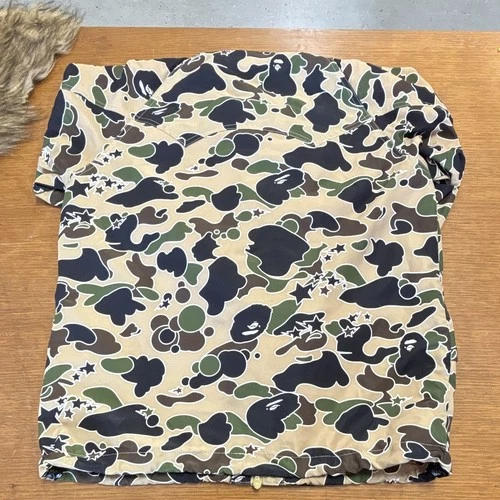A Bathing Ape BAPE Camo Hooded Windbreaker Jacket Orange Lining Mens L image 9