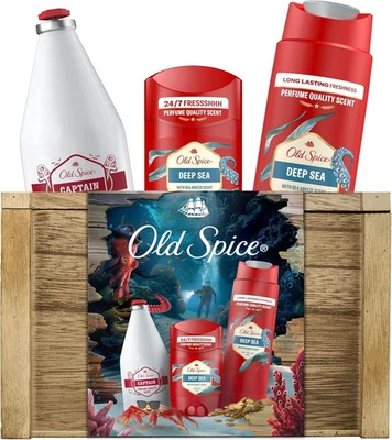 PROCTER & GAMBLE Old Spice Treasure Chest Gift Set for Men with Deep Sea Deodorant Stick, Shower