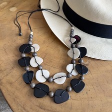 TAGUA NECKLACE statement natural nut jewelry Unique Gift Tagua Bella black 41