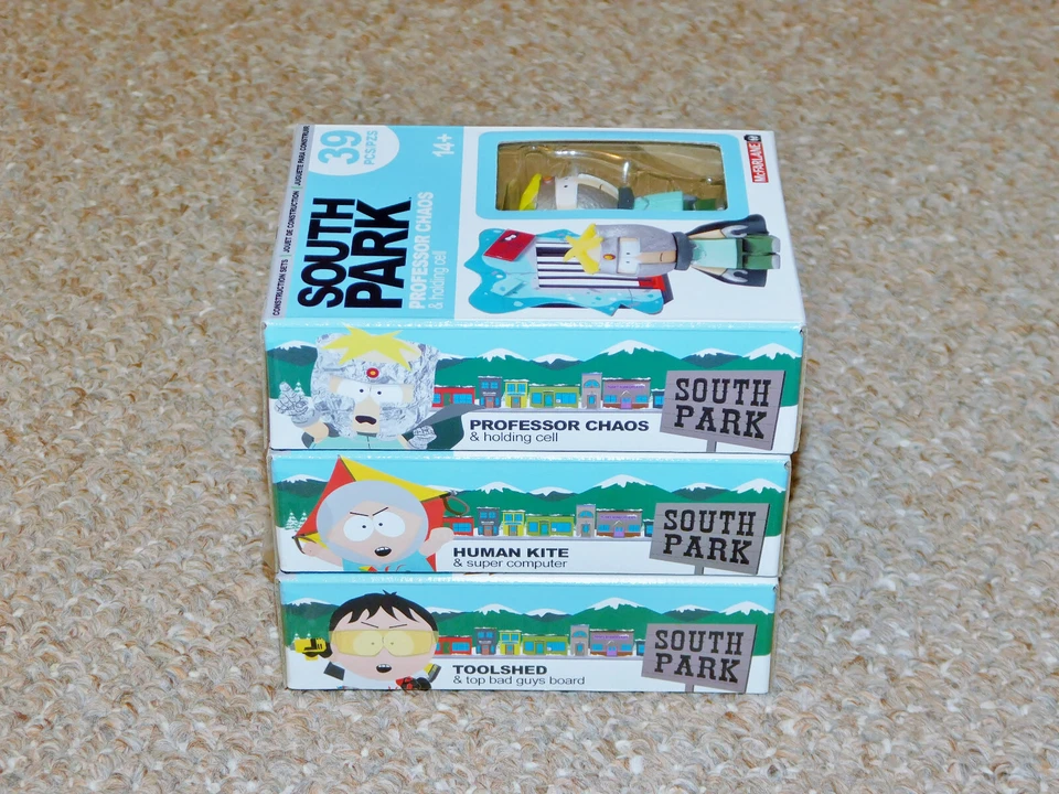 McFarlane South Park Construction Sets Toolshed, Professor Chaos, Human Kite Lot Foto 3 de 4