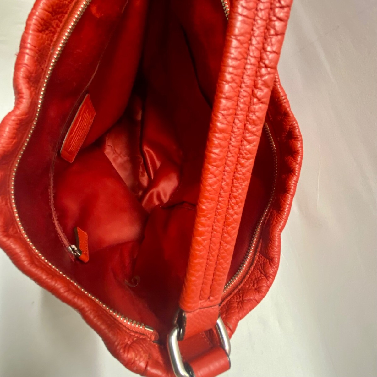 Coach Park Red Pebbled Leather Hobo 2 Way Shoulder Bag Coach Park Red Pebbled Leather Hobo 2 Way Shoulder Bag