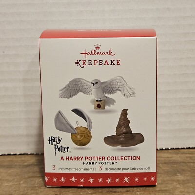 A Harry Potter Collection Hallmark Holiday Ornaments,  Hedwig, Sorting Hat,...