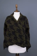 Hindahl & Skudelny Green Printed Superkid Mohair Wool Cardigan Sweater Sz L