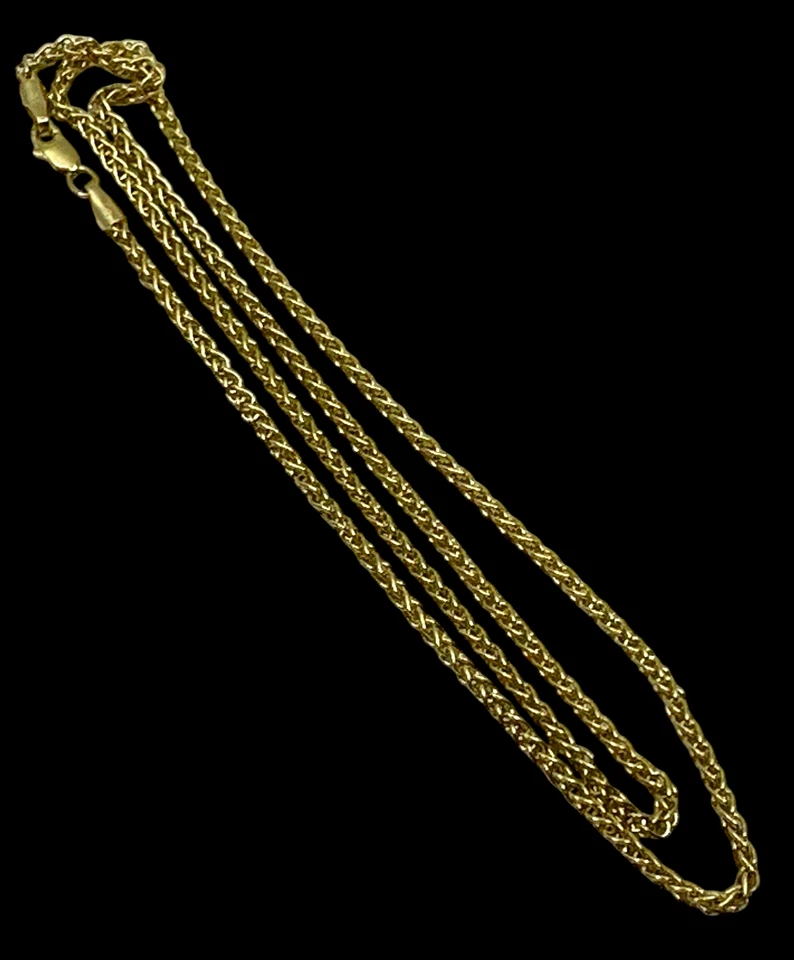 Collar de cadena de trigo RCI en oro amarillo de 14 k 20,25" pulgadas 2,5 mm de grosor unisex Foto 3 de 4