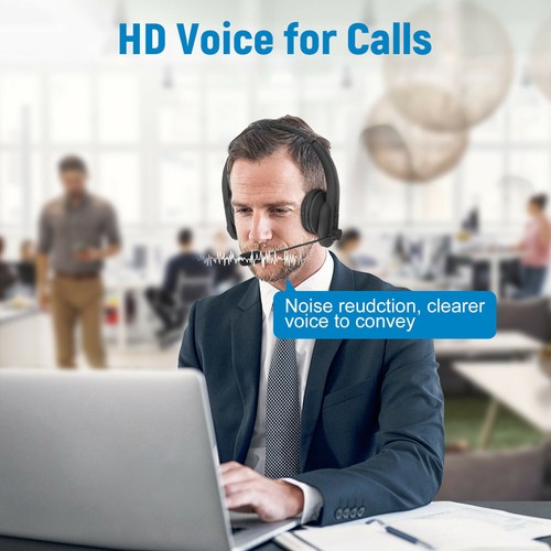 Bluetooth 5.0 Office Trucker Headset Noise Cancelling Handsfree Headphone w/Mic - Picture 2 of 9