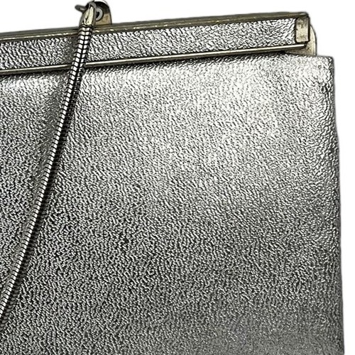 Vintage 70s Ande Cocktail Bag Clutch Purse Silver Metallic Evening Short Strap - Picture 11 of 11