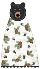 Set of 2 WOODLAND BEAR Black Bear Terry Kitchen Tie Towels by Kay Dee Designs